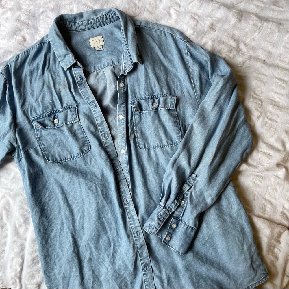 A New Day Blue Button Down Size L